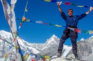 Our first client Simon, high on a mountain top in Nepal