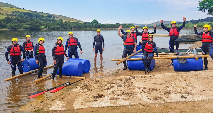 Raft building team building activity