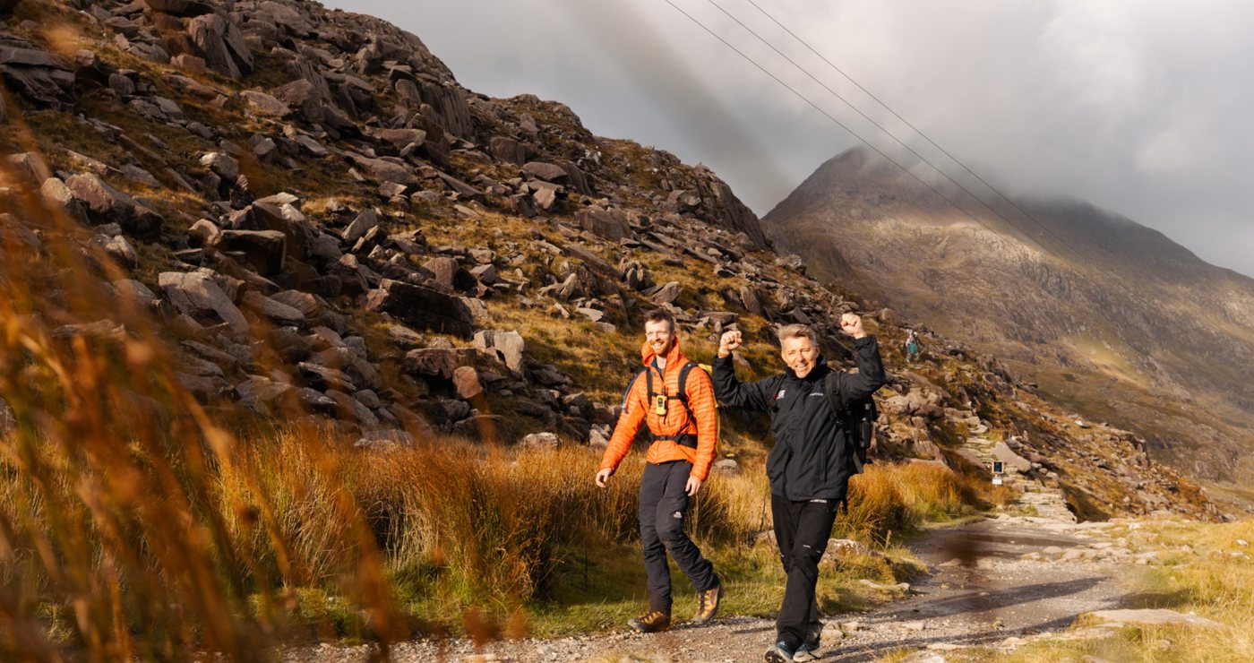 Ben Shephard and Lost Earth Adventures Chief Instructor Cai Jarvis during the National Three Peaks challenge
