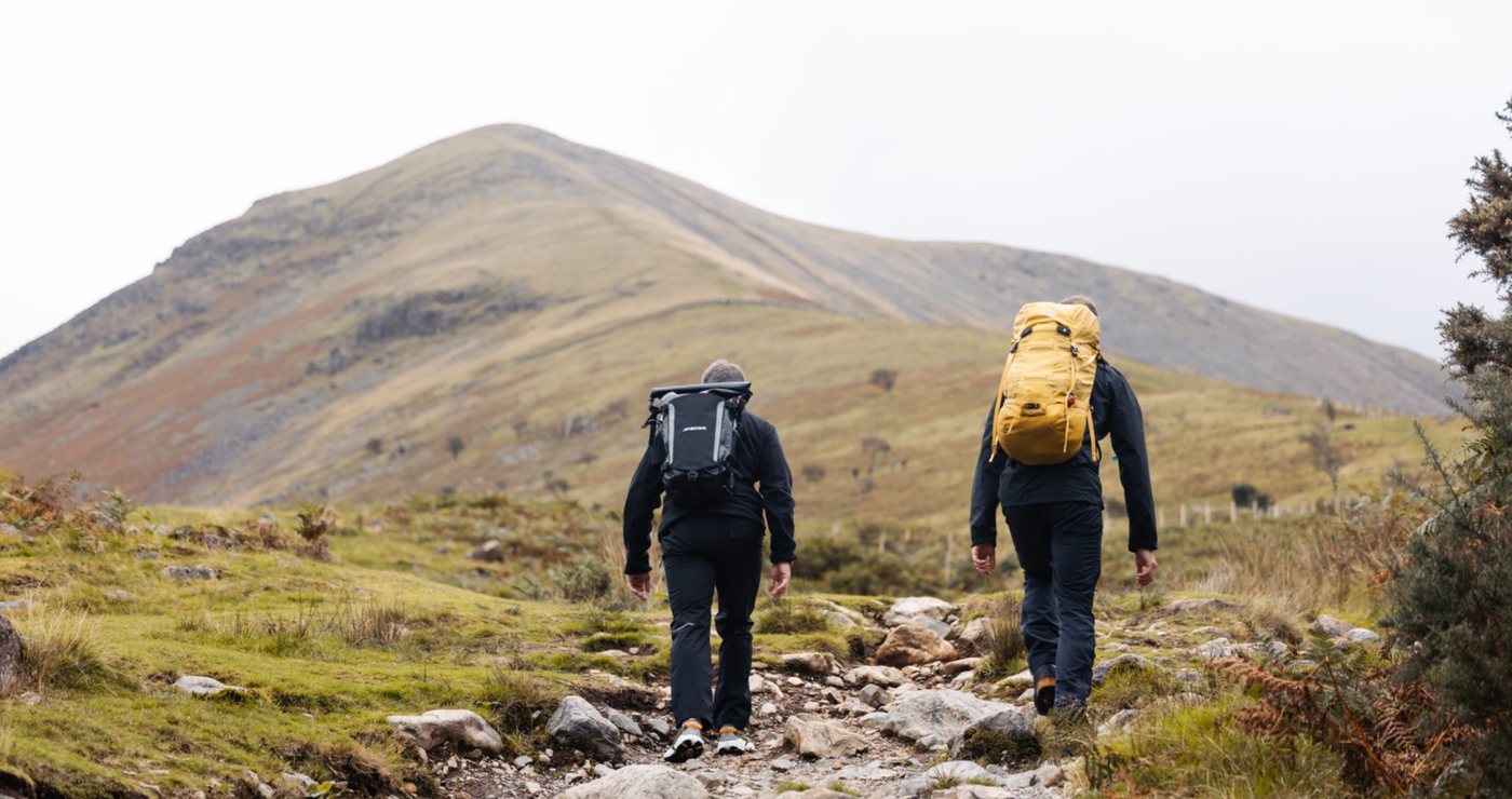 Hikers on the National Three Peaks Challenge in the mountains